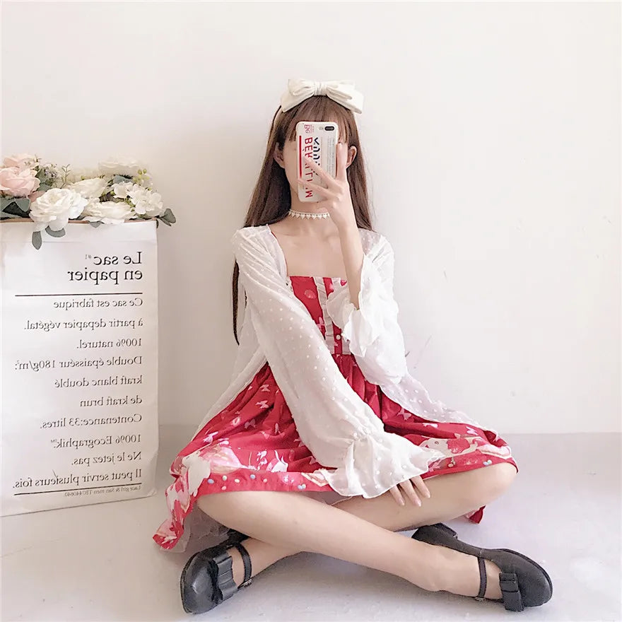 Sun-protective clothing sweet lolita coat lantern sleeve kawaii girl white victorian clothes tea party gothic lolita coat loli