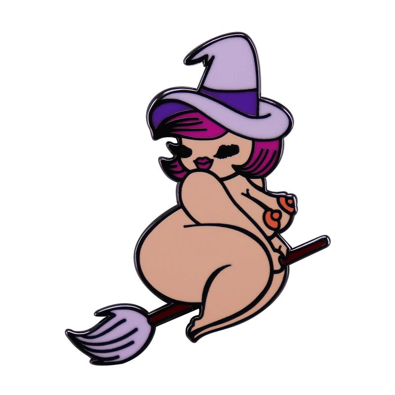 Witch Lapel Pin Collection Magic Broomstic Brooch Ice Cream Mug Frappuccinoo Badge Witches Welcome Jewelry Viralgem Store
