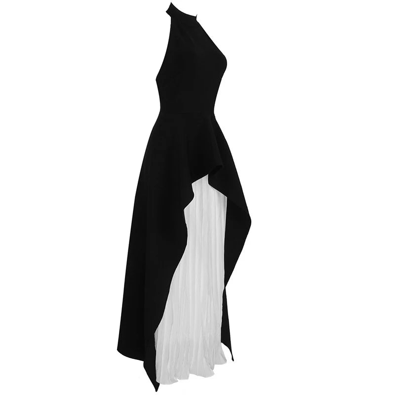 TWOTWINSTYLE Sexy Two Piece Set Women Halter Sleeveless Open Back Top High Waist Pleated Maxi Skirt Slim Women's Suit Summer New