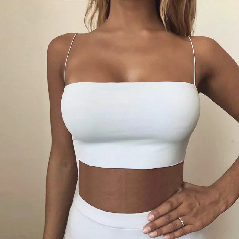 2023 Summer Women's Crop Top Sexy Elastic Cotton Camis sleeveless Short Tank Top Bar Viralgem Store