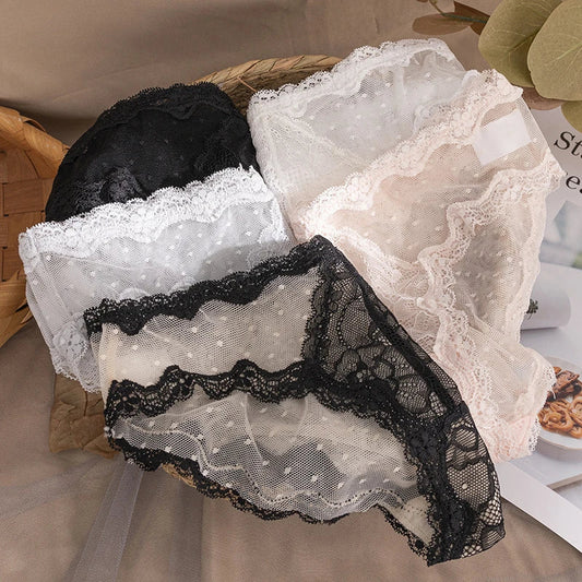 3pcs/lot Summer loose lace ladies panties, soft mesh underwear, sexy temptation briefs, seamless mid-waist cotton crotch panties Viralgem Store