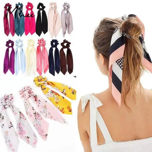 2020 Women Streamers Scrunchies Polka Dot Print Elastic Bow Hair Rope Girl Hair Ties Korean Sweet Hair Accessories Headwear Viralgem Store