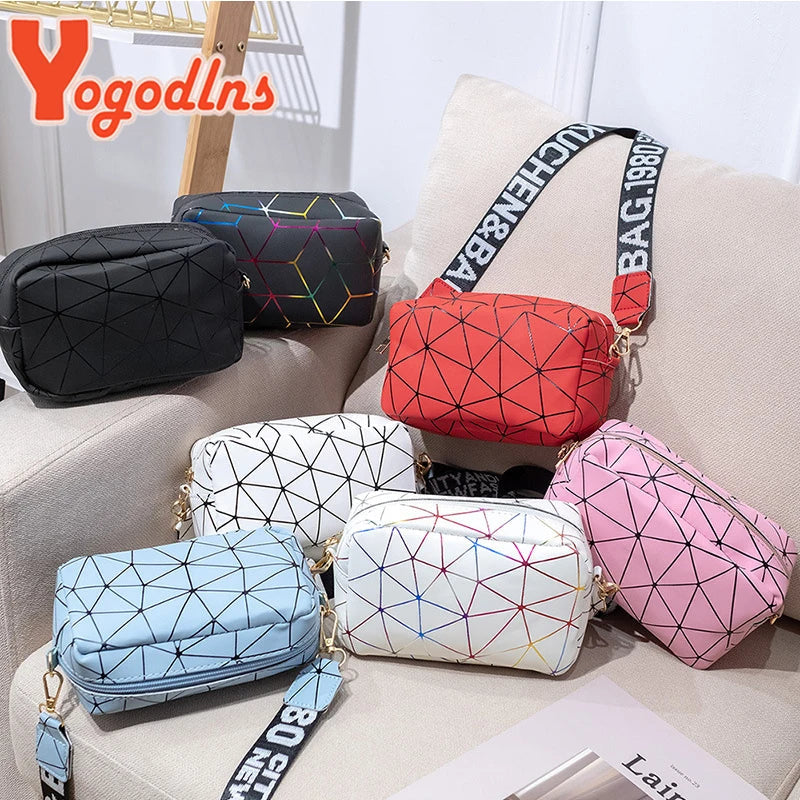Yogodlns Fashion Laser Shoulder Messenger Bag Female Small Square Bag PU Leather Crossbody Bag Trendy New Satchel Bag Bolsa Viralgem Store
