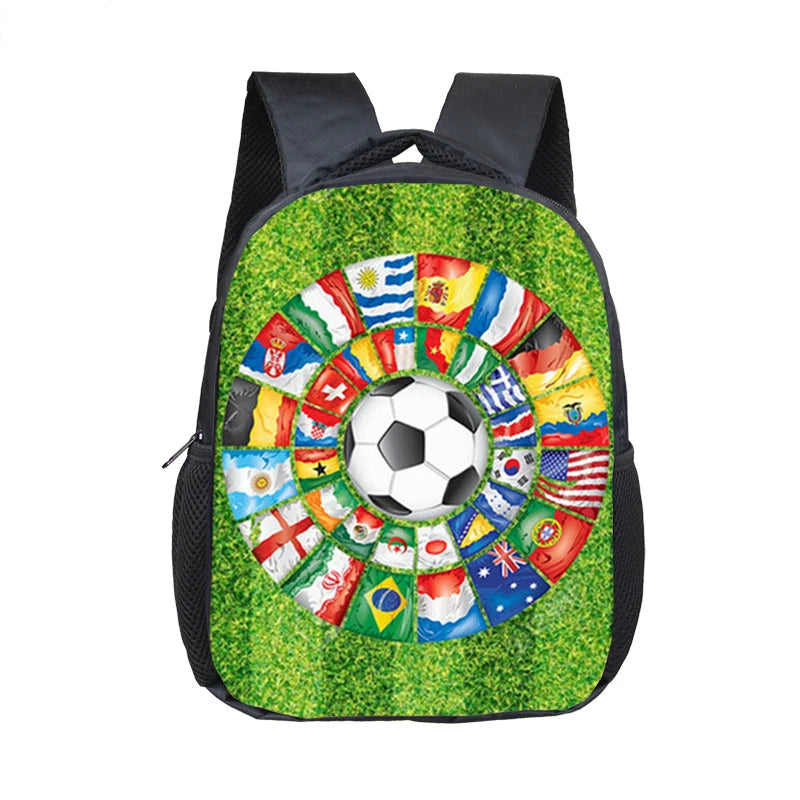 12 Inch Cool Soccerly / Footbally Print Backpack for 2-4 Years Old Kids Children School Bags Small Toddler Bag Kindergarten Bags