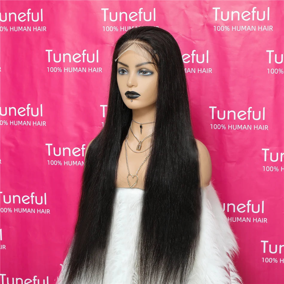 Tuneful 13x6 Lace Frontal Human Hair Wigs Straight 30 Inch Pre Plucked HD Lace Front Human Hair Wigs Glueless Wigs Ready To Wear Viralgem Store