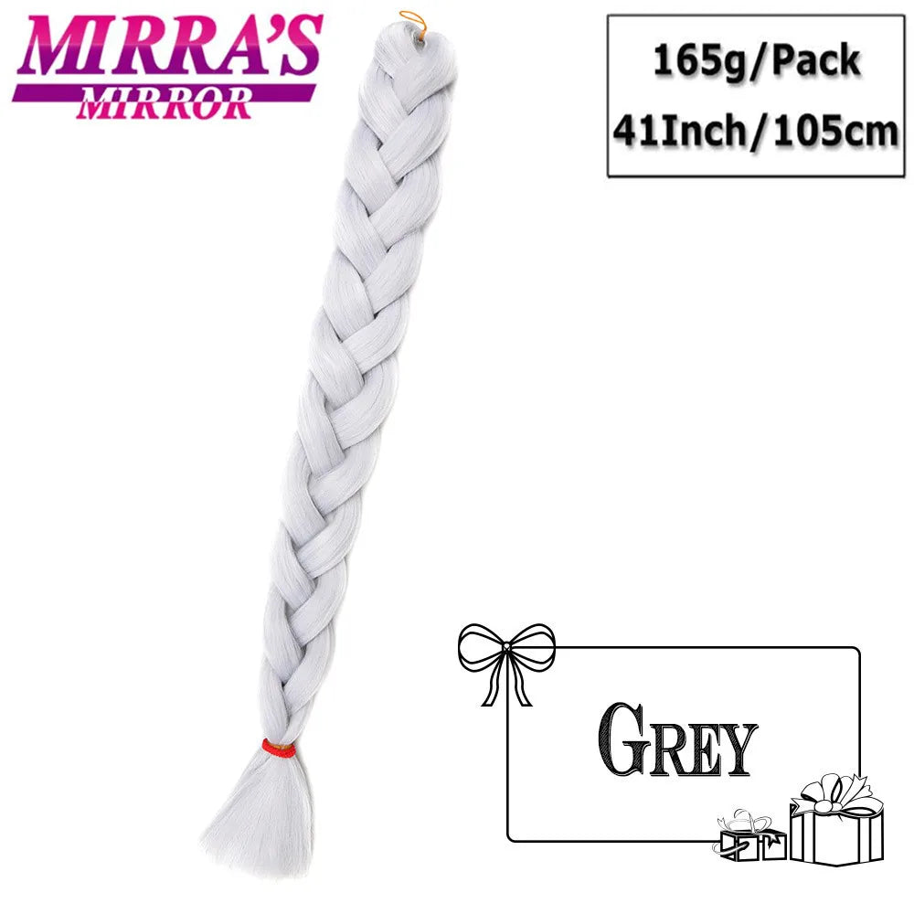 82 Inch Pure Color Jumbo Braiding Hair Extensions Synthetic Braids Ombre Hair For Box Braid Support Wholesale Mirra’s Mirror