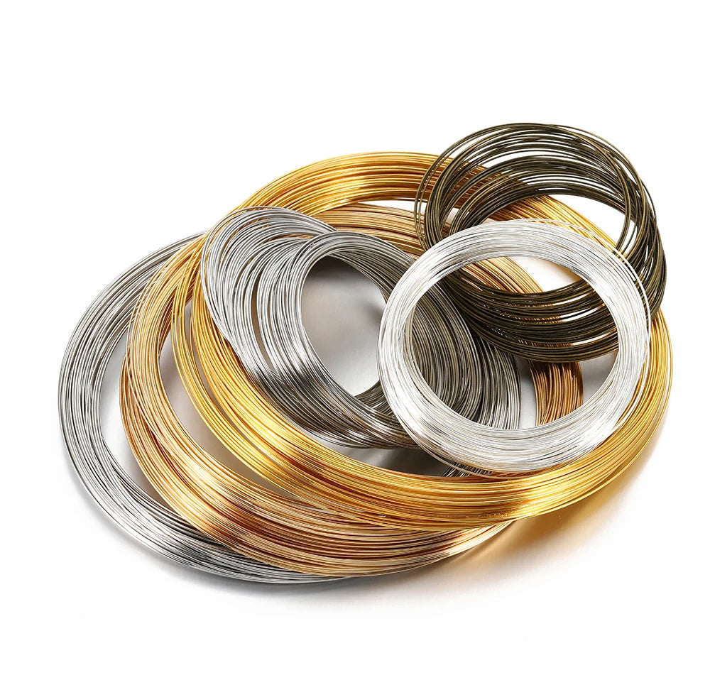 100 Loops Gold Steel Color Memory Wire 60mm Bracelet Bangle Loop 115mm Necklace Collar Hoop for Jewelry Making DIY Accessories