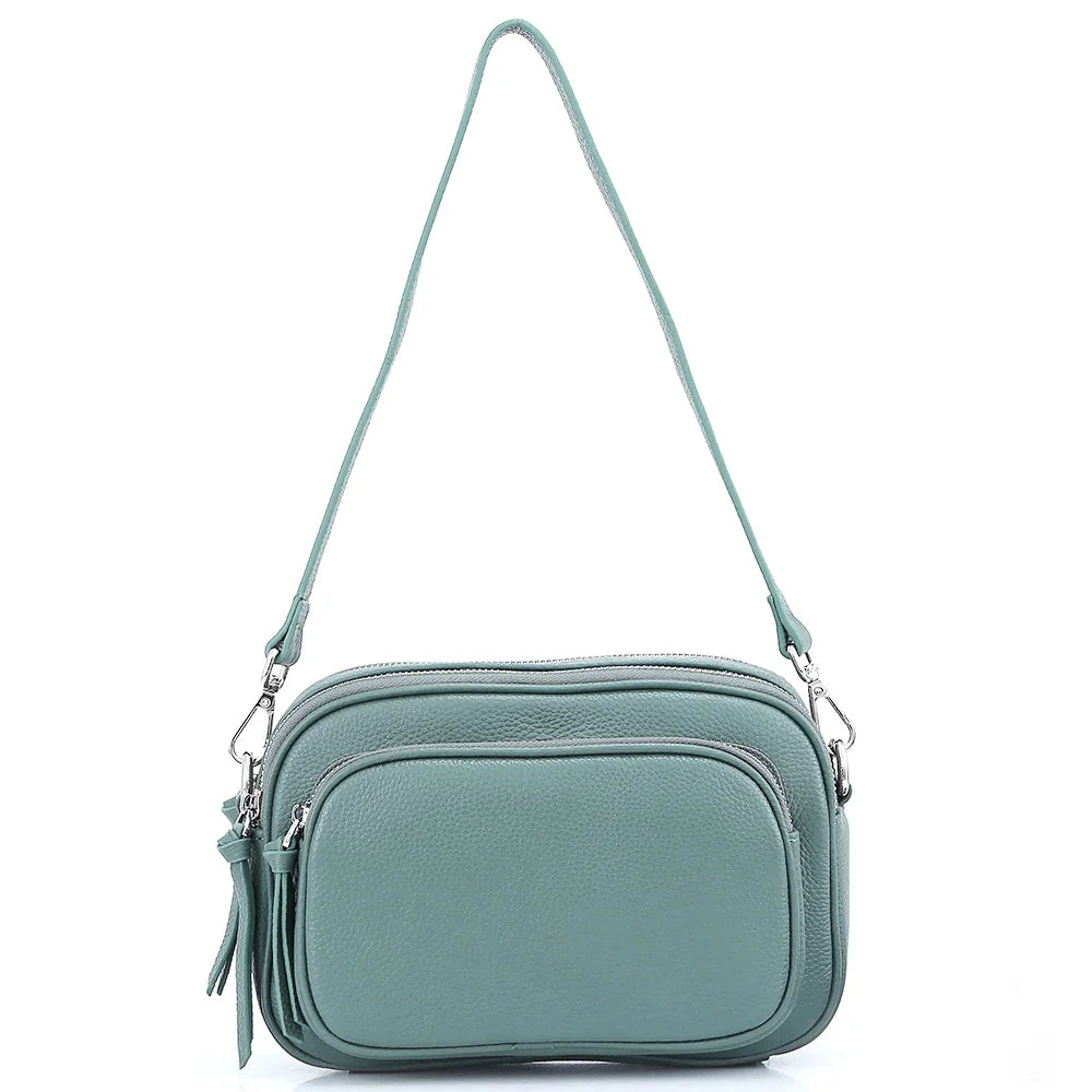 Zency Designer Women Shoulder Bag Genuine Cowhide Leather Handbag Zipper Pockets Large Capacity Female Crossbody Bag White Viralgem Store