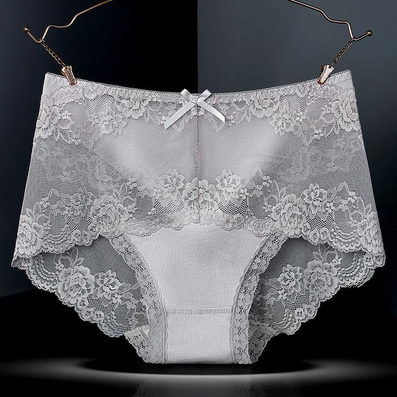 7Pcs Cotton Women's underwear lace transparent panties comfortable antibacterial plus size pants female sexy lingerie