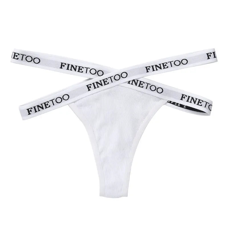 3PCS/Set Cross Strap G-String Cotton Panties Women Sexy High Waist Women's Panties FINETOO Letter Waisted Panty Lingerie M-XL