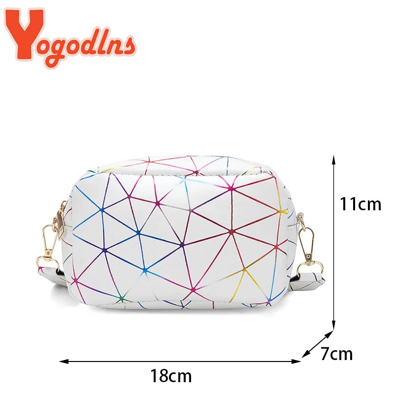 Yogodlns Fashion Laser Shoulder Messenger Bag Female Small Square Bag PU Leather Crossbody Bag Trendy New Satchel Bag Bolsa Viralgem Store