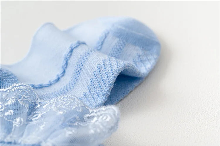 10 Pairs/lot Baby Girls Kids Socks Lace Ruffle Princess Mesh Children Ankle Short Breathable Cotton White Pink Blue Toddler Sock