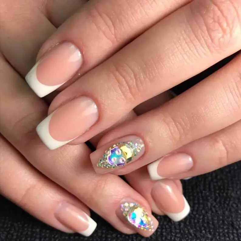 100pcs AB clear Rhinestone 4-10mm Nail Art Shape Top Crystal AB Czech Crystal Rhinestone Flatback Elongated Glass Stones ZZ15244