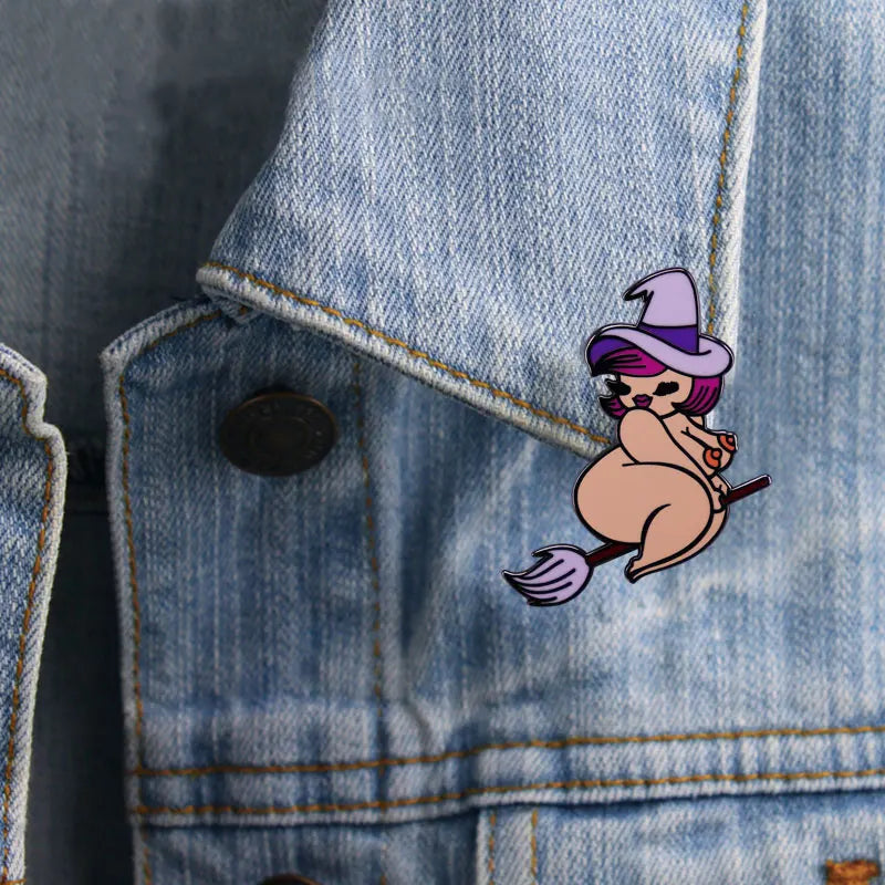 Witch Lapel Pin Collection Magic Broomstic Brooch Ice Cream Mug Frappuccinoo Badge Witches Welcome Jewelry Viralgem Store