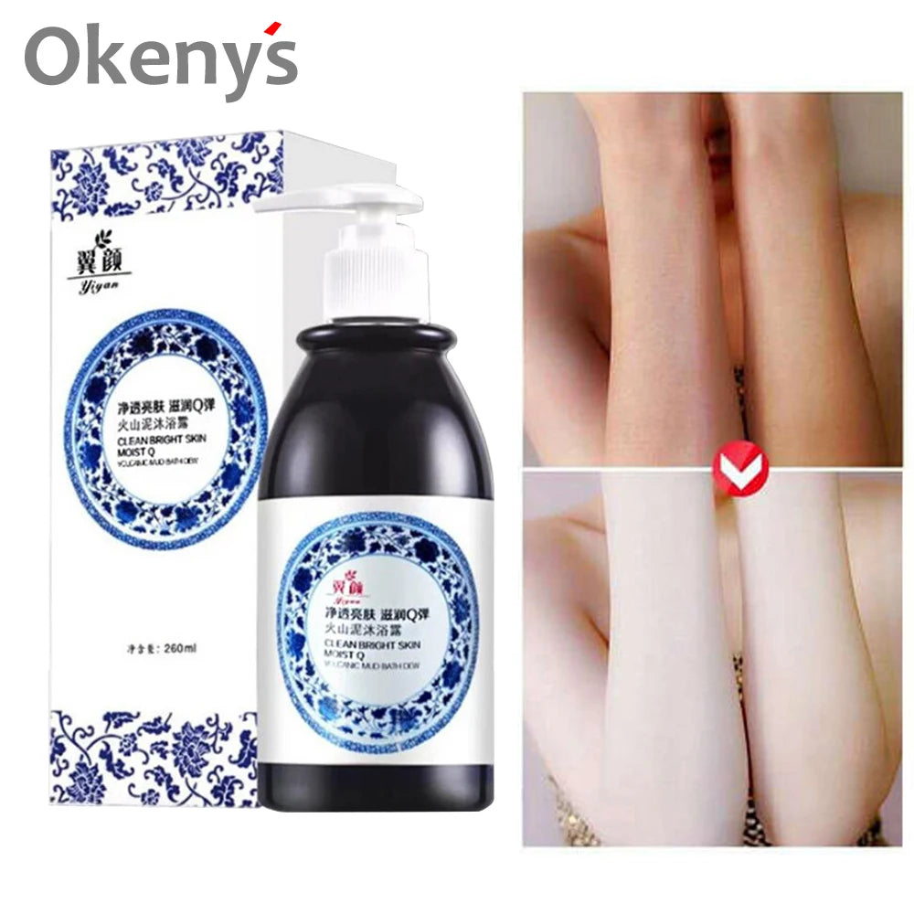 Volcanic Mud Shower Gel 260ml Whole Body Wash Skin Whitening Deep Clean Skin Moisturizing Exfoliating Body Care Bath Gel Oil