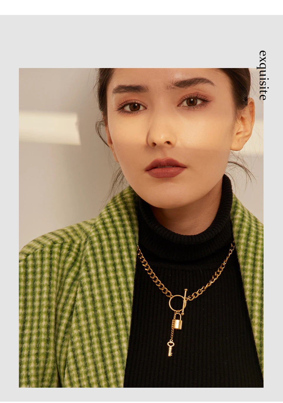 Yhpup New 316L Stainless Steel Jewelry Punk Metal Lock Pendant Necklace Minimalist 18 K Plated Chain подвеска Necklace Gala