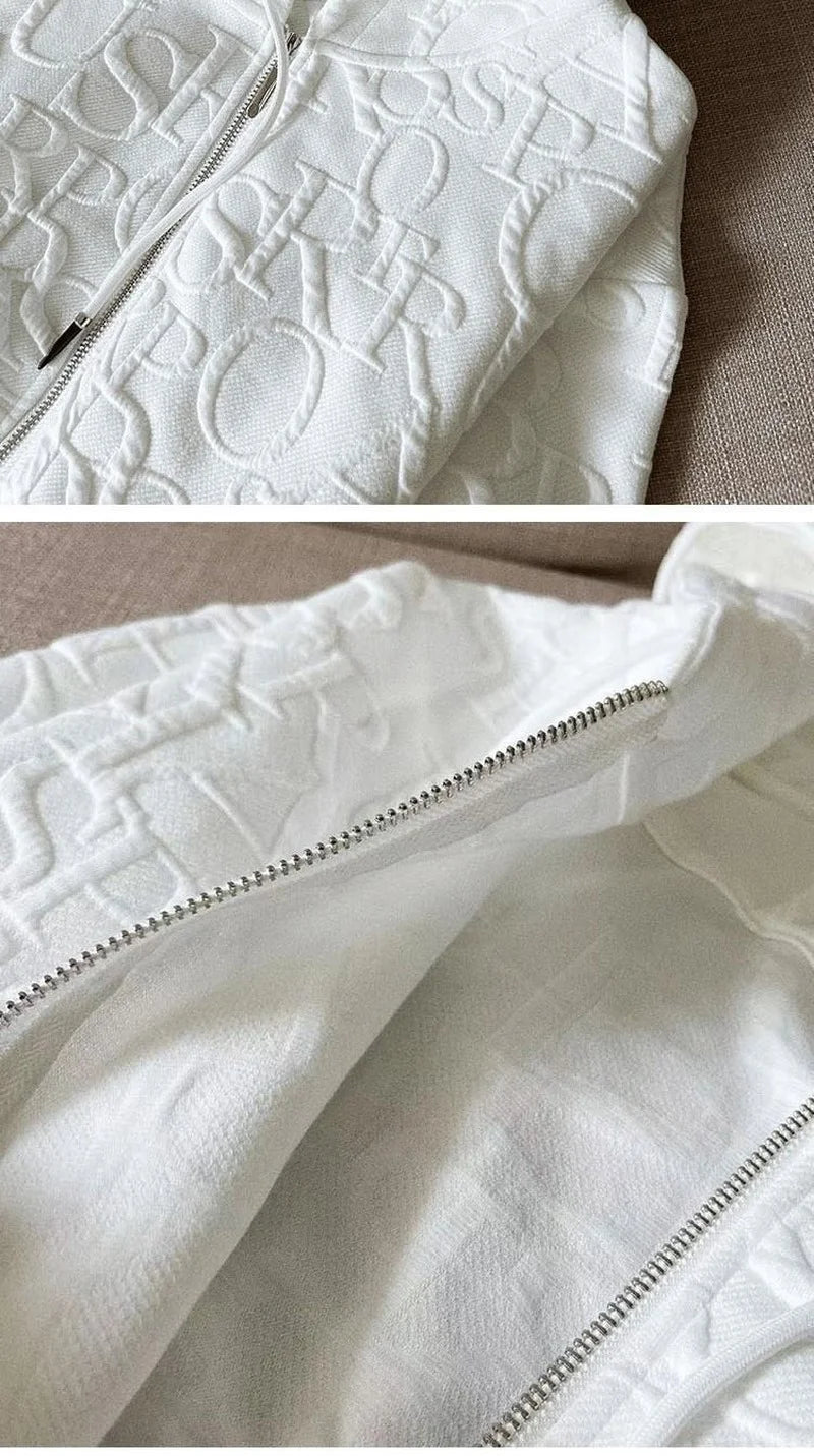 2 Piece Sets Womens Outfits Spring Fashion Skinny Hooded Short Jacket and Shorts Knitted Jacquard Designer Fall Women Clothing