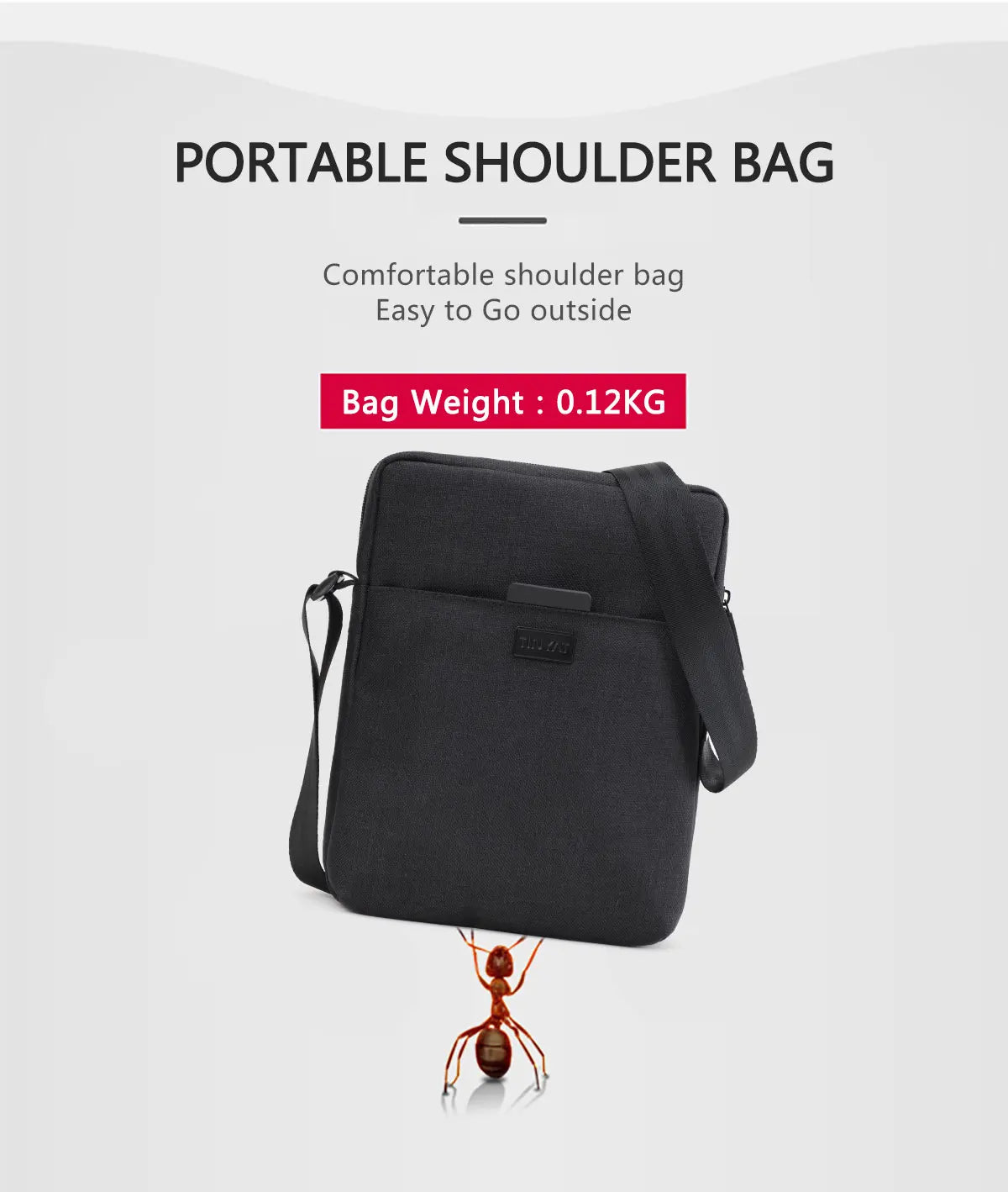 TINYAT Men's Bags Light Canvas Shoulder Bag For 7.9' Ipad Casual Crossbody Bags Waterproof Business Shoulder bag for men 0.13kg