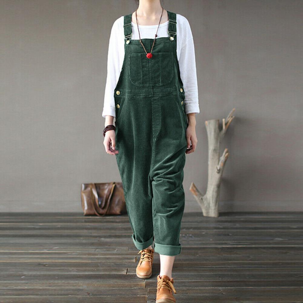 Winter Corduroy Jumpsuit Women Wide Leg Overalls Solid Color Loose Sleeveless Wide Leg Jumpsuit combinaison femme Комбинезоны Viralgem Store