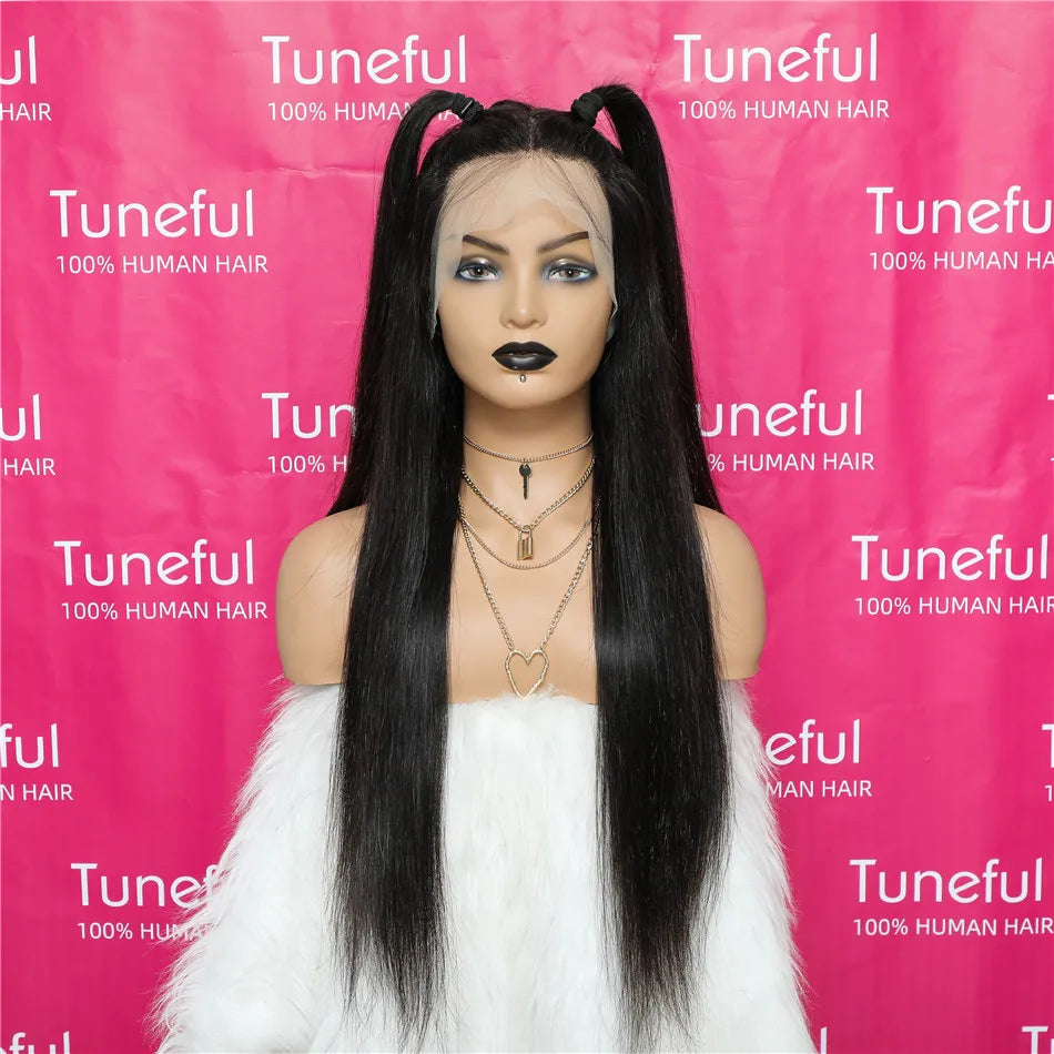 Tuneful 13x6 Lace Frontal Human Hair Wigs Straight 30 Inch Pre Plucked HD Lace Front Human Hair Wigs Glueless Wigs Ready To Wear Viralgem Store