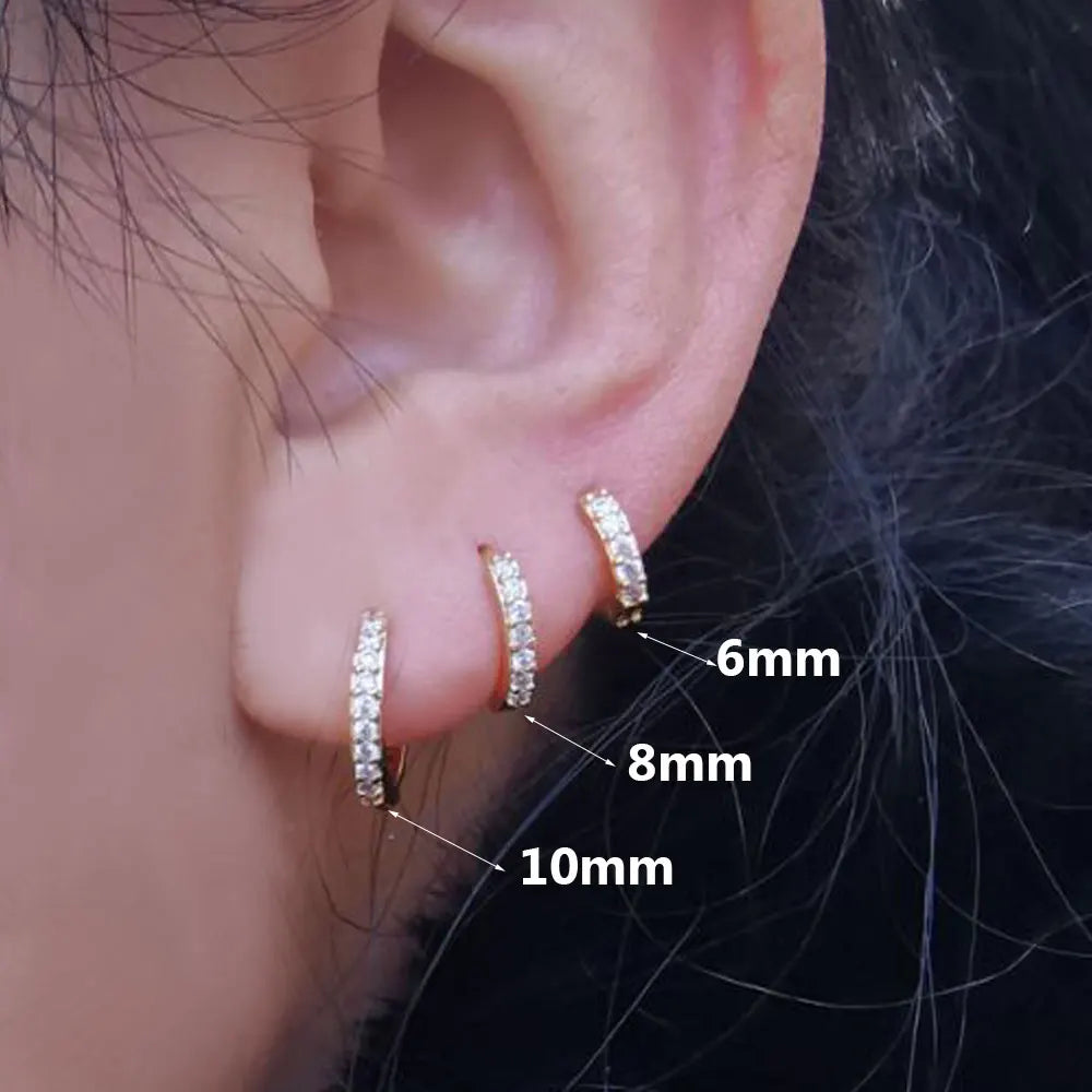 1 Pcs Fashion Exquisite Crystal Zircon Hoop Earrings for Women Rainbow Cartilage Helix Tragus Earring Stud Body Piercing Jewelry Viralgem Store