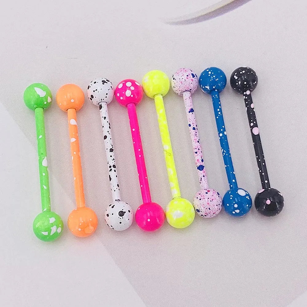 10Pcs/Lot Sexy Mixed Colorful Tongue Rings Surgical Stainless Steel Piercing Tongue Studs  For Women Men Body Piercing Jewelry Viralgem Store