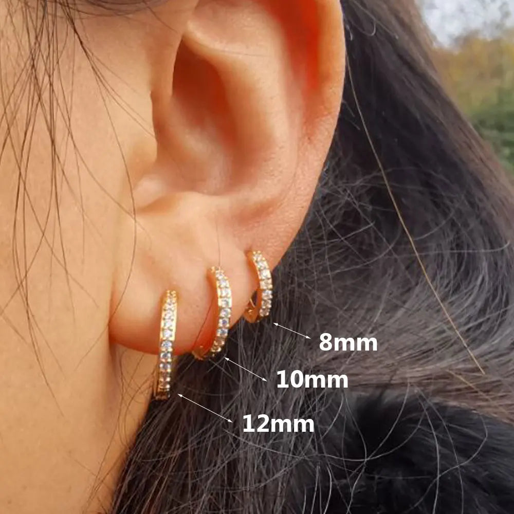 1 Pcs Fashion Exquisite Crystal Zircon Hoop Earrings for Women Rainbow Cartilage Helix Tragus Earring Stud Body Piercing Jewelry Viralgem Store