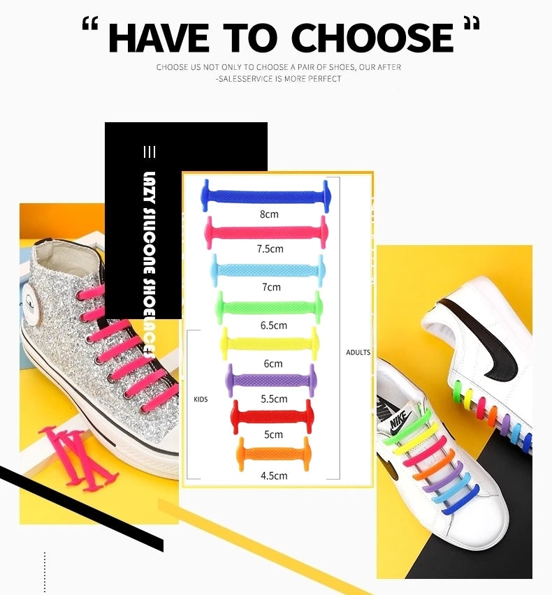2024 New Silicone Elastic Shoelaces Fashion Unisex Athletic No Tie Shoe Lace All Sneakers Color Shoelaces for Kids and Adults