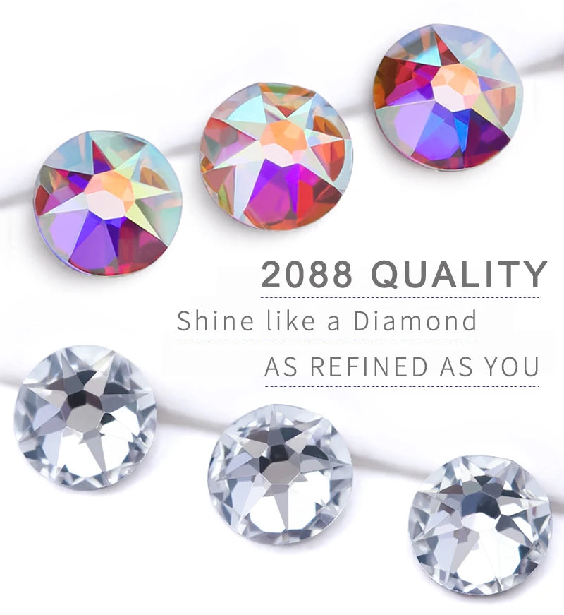 Super Shiny 3D Glass 16 Cut Facets 2088 Flatback Swarovsky DIY Nails Rhinestones Art Decoration Manicure Top Crystal Stones Gems
