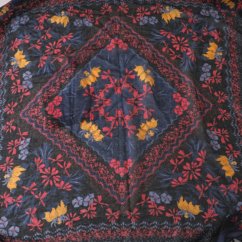 2023 Women Fashion Small Polka Floral Tassel Viscose Shawl Scarf Print Voile Wrap Headband Bufandas Muslim Hijab Sjaal 125*125Cm