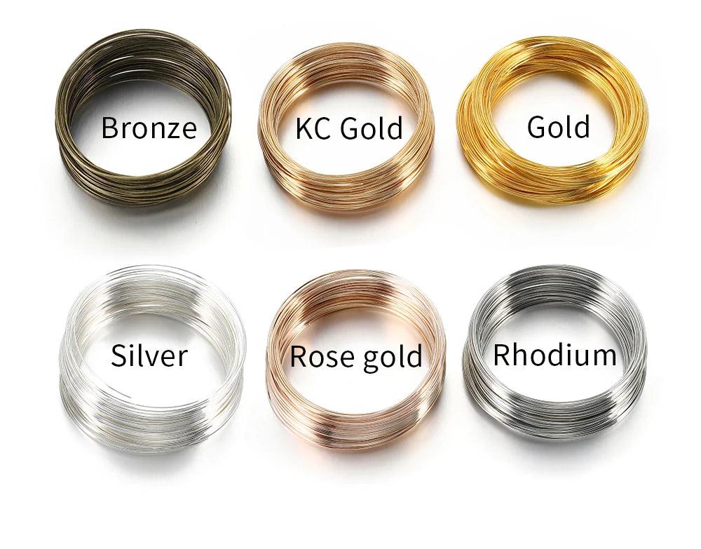 100 Loops Gold Steel Color Memory Wire 60mm Bracelet Bangle Loop 115mm Necklace Collar Hoop for Jewelry Making DIY Accessories