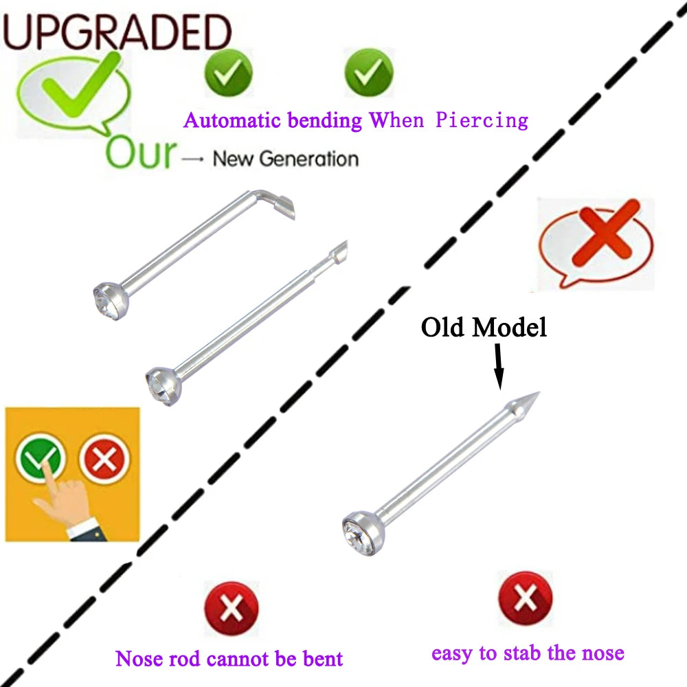 1 Unit Disposable Safe Sterile Piercing Unit For Gem Nose Studs New Generation More Safe Nose Piercing Gun Piercer Machine Kit