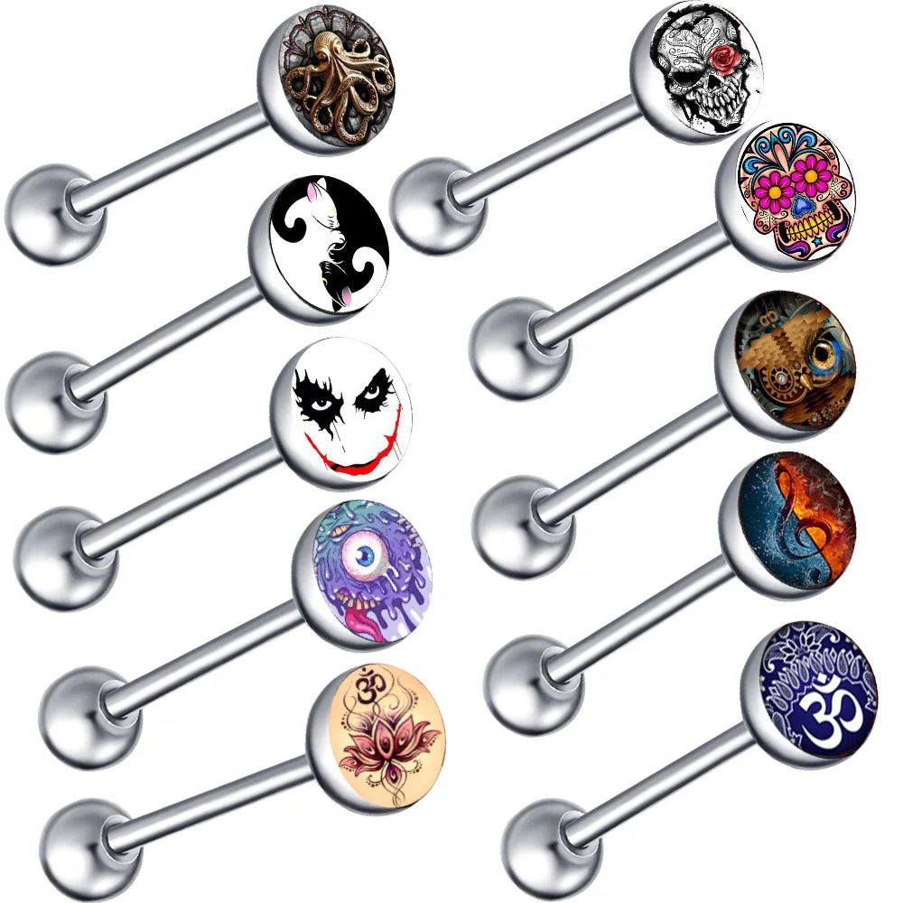Stainless Steel Crystal Tongue Piercing Set Barbell 14G Nipple Piercing Bar Lot Tongue Barbell Bulk Body Piercing Jewelry Pack Viralgem Store