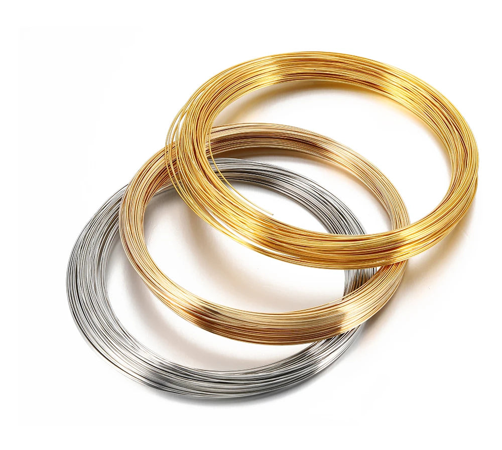 100 Loops Gold Steel Color Memory Wire 60mm Bracelet Bangle Loop 115mm Necklace Collar Hoop for Jewelry Making DIY Accessories