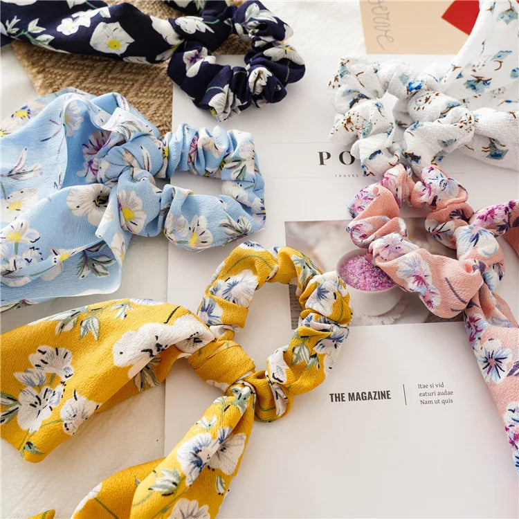 2020 Women Streamers Scrunchies Polka Dot Print Elastic Bow Hair Rope Girl Hair Ties Korean Sweet Hair Accessories Headwear Viralgem Store