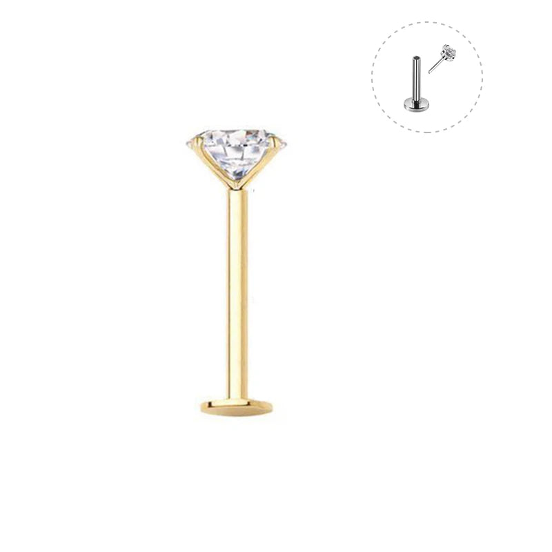 1Pc 20G-16G 1.5-4mm Gem Crystal Monroe Lip Stud Ring Tragus Helix Conch Cartilage Earring Piercing Steel Lip Labret Piercing Set