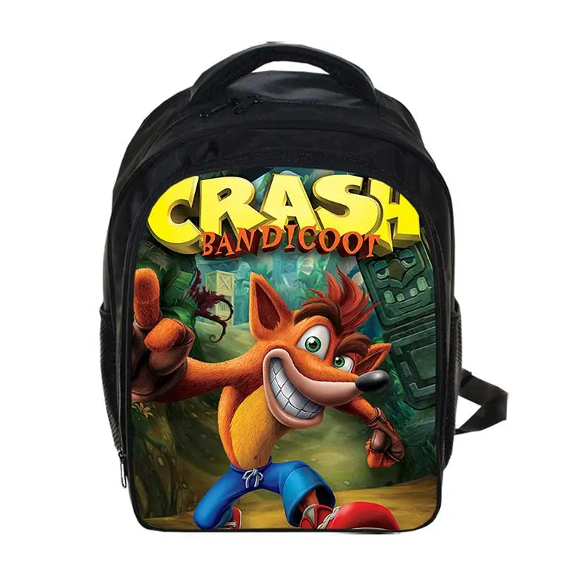 13 Inch Game Crash Bandicoot Backpack Cartoon Kindergarten Backpacks Boys Girls Children School Bags Kids Book Bag Gift