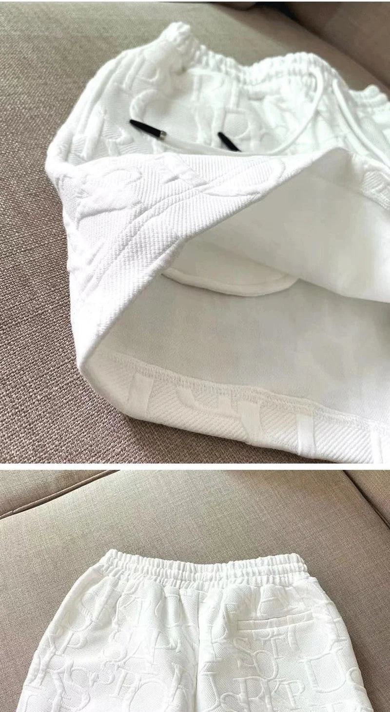 2 Piece Sets Womens Outfits Spring Fashion Skinny Hooded Short Jacket and Shorts Knitted Jacquard Designer Fall Women Clothing