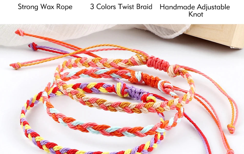 30Colors Bohemian Tibetan Bracelet & Bangle Women Men Handmade Waterproof Wax Thread Lucky Rope Christmas Jewelry Gift Bracelets