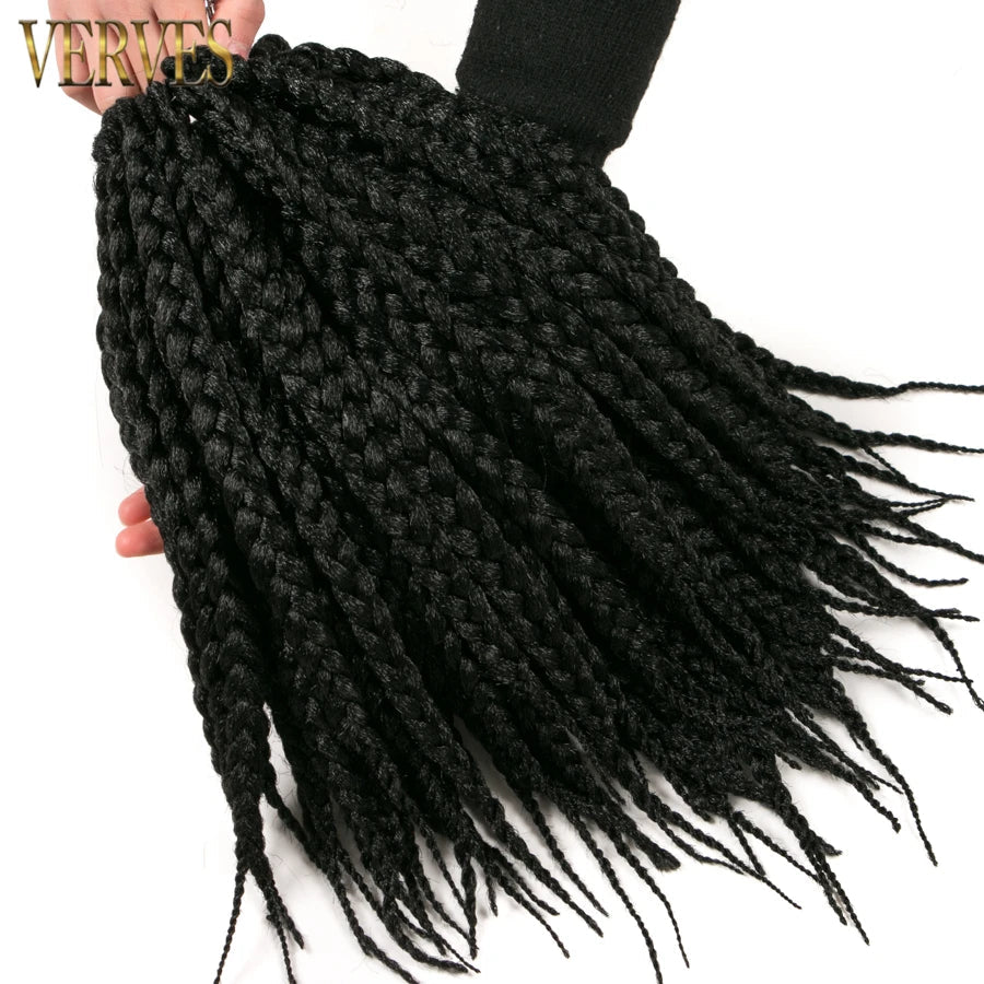 VERVES Short Box Braids Synthetic 5 Piece/Pack Crochet Hair Pre-Looped Braiding Extensions 14 inch for Asian Women Black Brown Viralgem Store