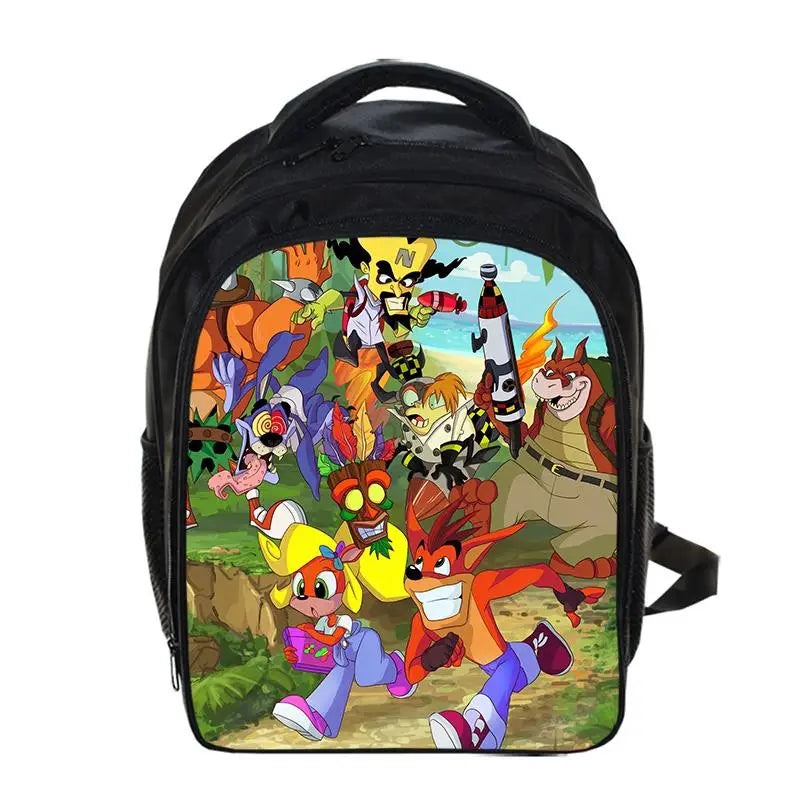 13 Inch Game Crash Bandicoot Backpack Cartoon Kindergarten Backpacks Boys Girls Children School Bags Kids Book Bag Gift