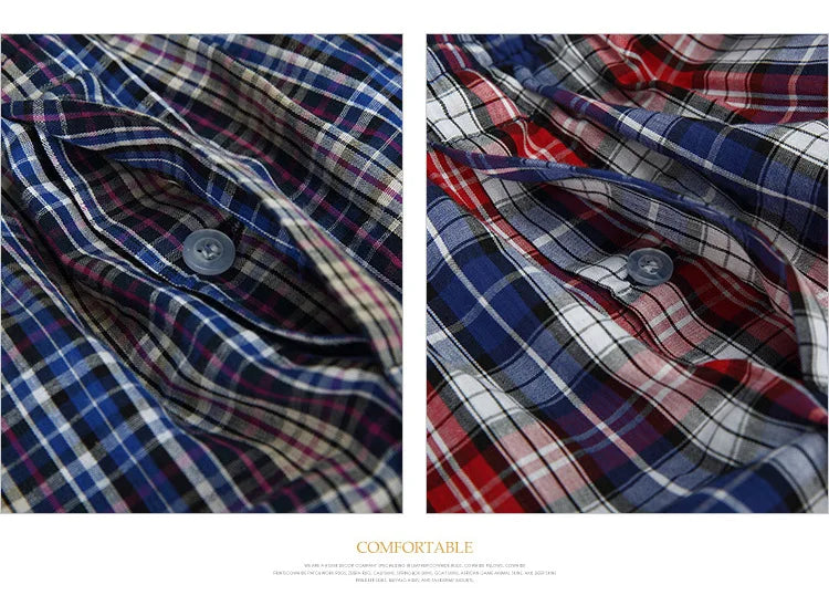 100% Cotton 4 Pcs Men's panties Underwear male Boxers Shorts Casual Sleep Underpants Plaid Loose Comfortable Homewear Striped Viralgem Store