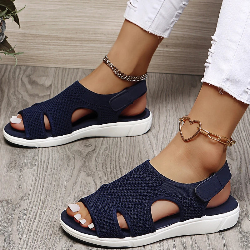 2021 New Summer Women Sandals Sexy Shoes Crystal Casual Woman Flats Buckle Strap Ladies Fashion Beach Shoe Big Size