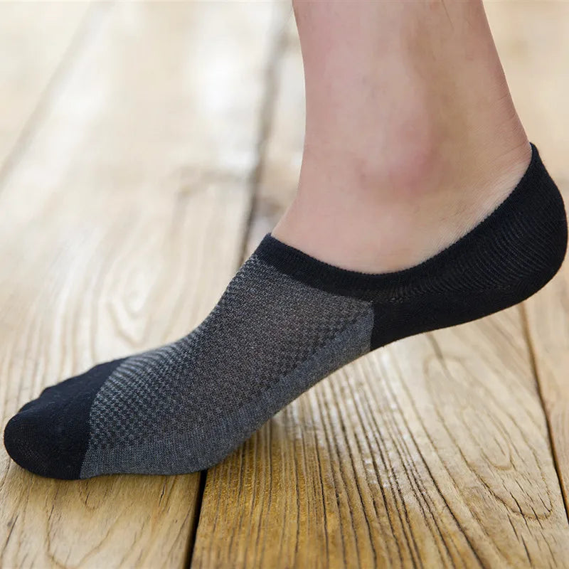 5Pairs Fashion high quality man Non-slip Silicone Invisible Compression Socks Male Ankle Sock Breathable Meias Cotton Boat Socks
