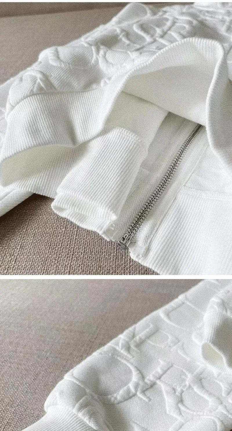 2 Piece Sets Womens Outfits Spring Fashion Skinny Hooded Short Jacket and Shorts Knitted Jacquard Designer Fall Women Clothing