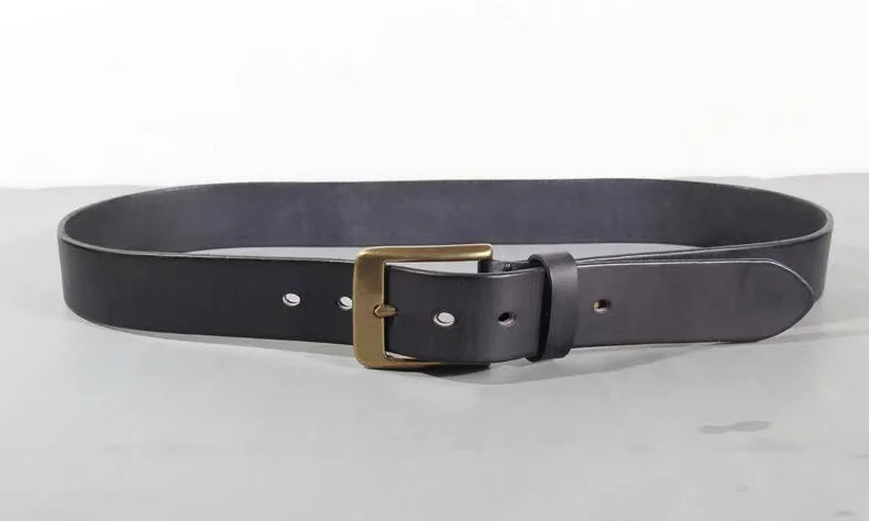 Vintage Luxury Handmade Leather Copper Buckle Man's Belt Cinturon Gotico Cowhide Retro All-match Casual Jeans Soft Belt ABC Viralgem Store