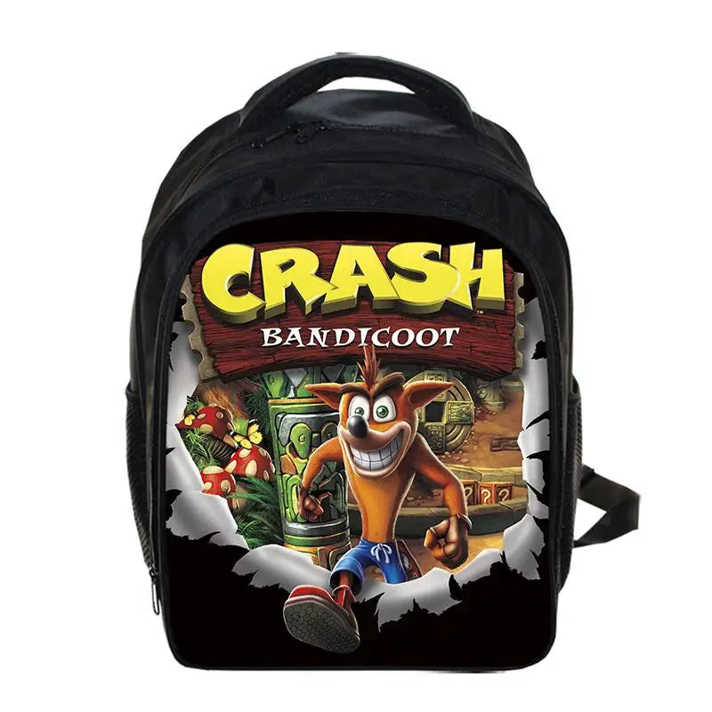13 Inch Game Crash Bandicoot Backpack Cartoon Kindergarten Backpacks Boys Girls Children School Bags Kids Book Bag Gift
