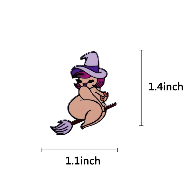 Witch Lapel Pin Collection Magic Broomstic Brooch Ice Cream Mug Frappuccinoo Badge Witches Welcome Jewelry Viralgem Store
