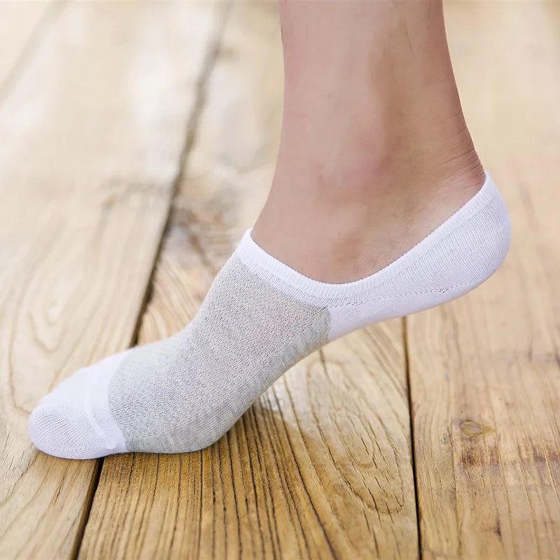 5Pairs Fashion high quality man Non-slip Silicone Invisible Compression Socks Male Ankle Sock Breathable Meias Cotton Boat Socks