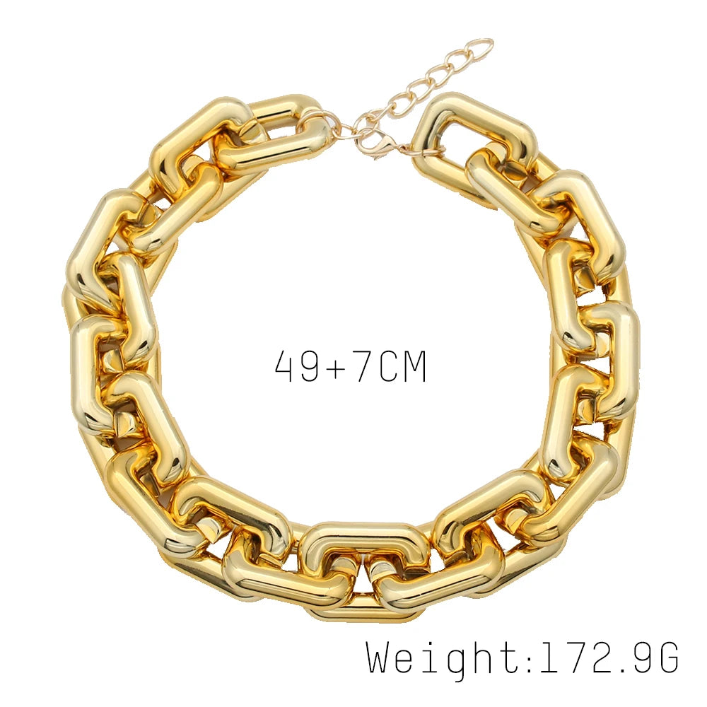 SRCOI Simple Punk CCB Chain Bracelet Exaggerated Geometric Square Twisted Thick Link Chain Bracelet Women Hip Hop Jewelry